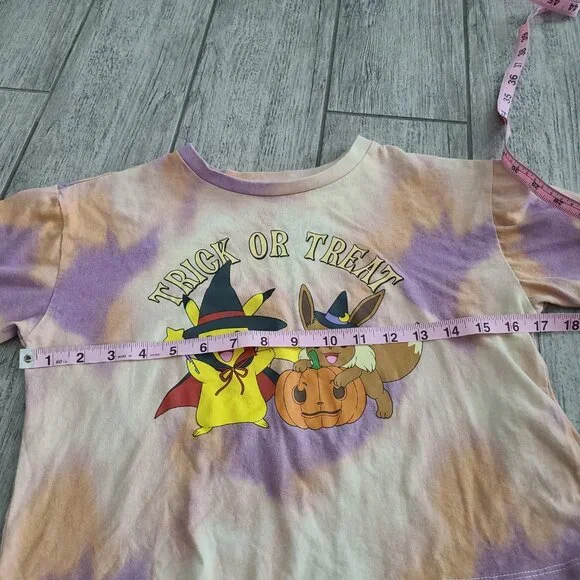 Pokémon Trick or Treat Pikachu & Eevee Halloween Tie Dye T-Shirt Kids L 10/12 - Picture 7 of 9